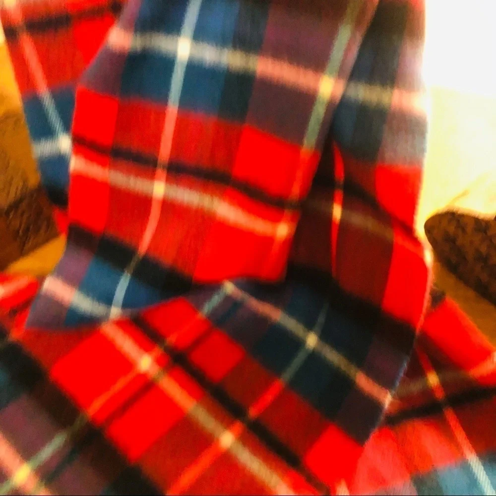 Red Plaid Stripe Fringe Scarf